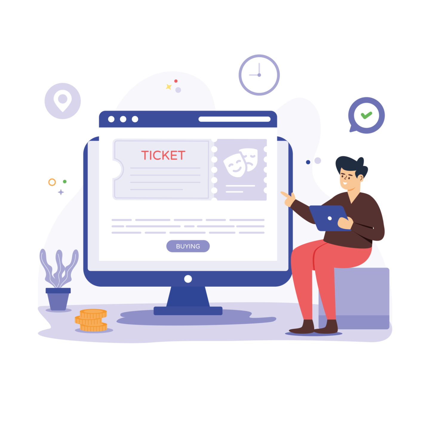 Dessin de billetterie en ligne